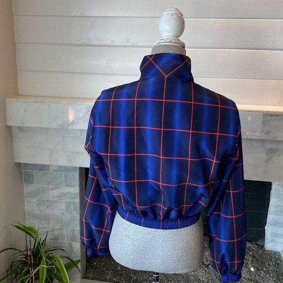 Justin Skye x H&M Dark Blue Checked Cropped Jacket Size Small EUC - Picture 6 of 13